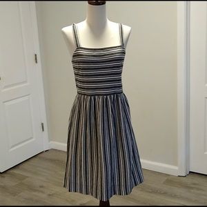 LOFT size small cotton black and white striped dress